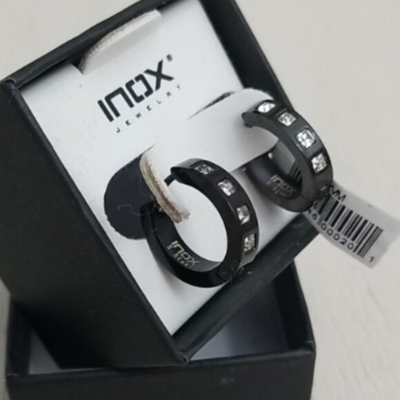 INOX Stainless Steel Unisex Mini Hoop Earrings - Picture 2 of 5